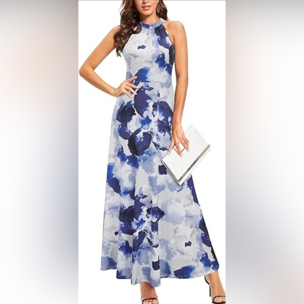 Sleeveless blue maxi dress, NWOT